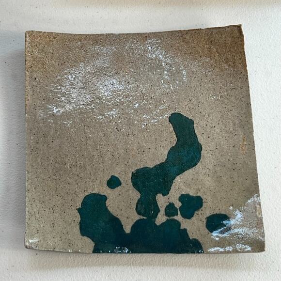 Studio Art Trinket Tray Large Square 8 x 7.5" Stoneware Signed Timber Bailey - Picture 2 of 8